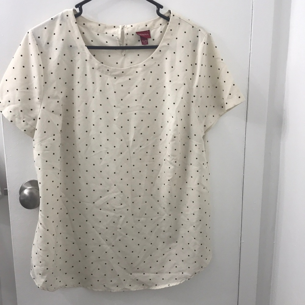 Cream and black polka dot blouse